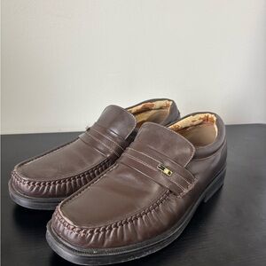 Men's Vintage Dark Brown Leather Slip-On Moc Toe Loafers